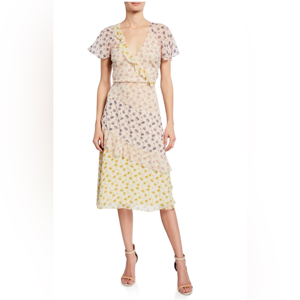 EUC Joie Silk Faux Wrap Floral print mix dress